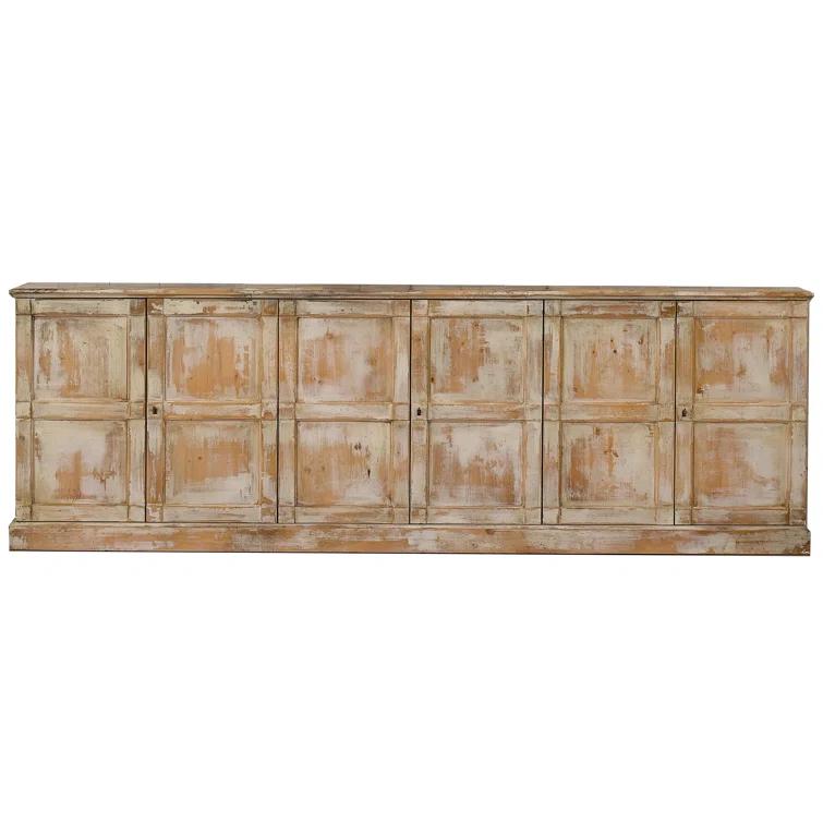 Luciana 112" Distressed White Wood Buffet