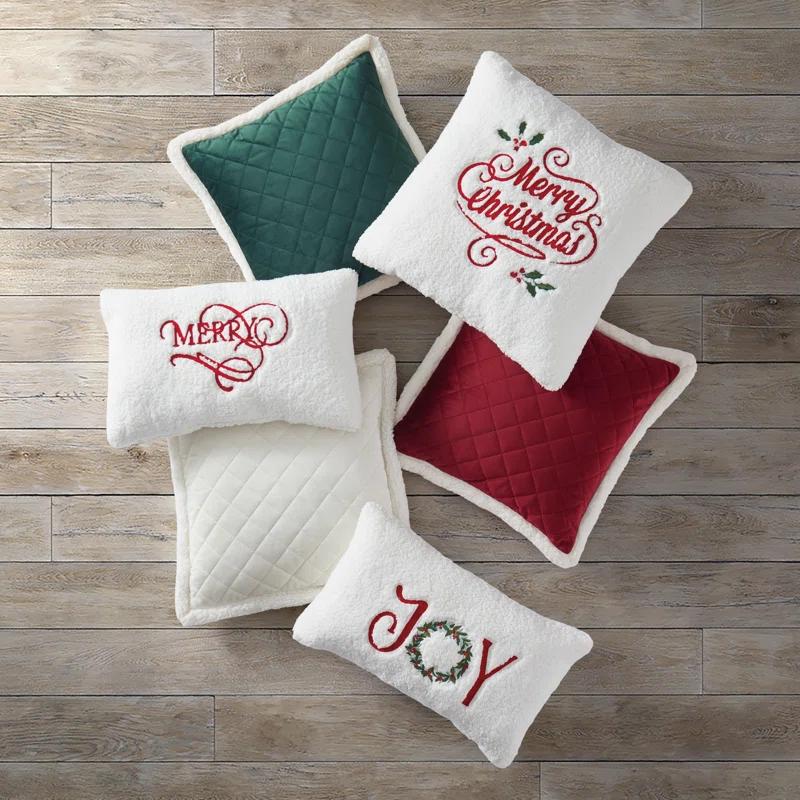 Five Queens Court Merry Christmas Holly Pillow 20" Square Decorative Throw Pillow