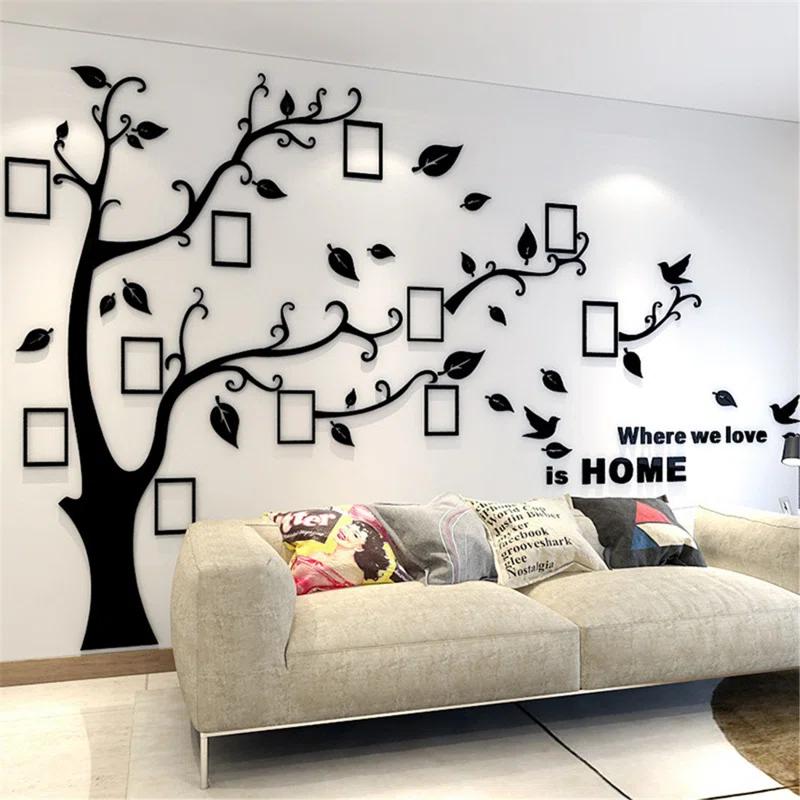 Red Barrel Studio® 3D Tree Wall Stickers - DIY Photo Frame Tree Wall Decal Family Photo Frame Sticker Murals Wall Decor Living Room Bedroom TV Background Home Decorations