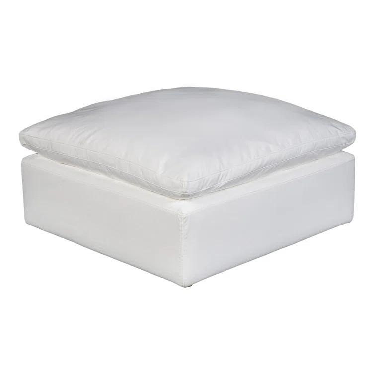 White Performance Fabric Transitional Ottoman