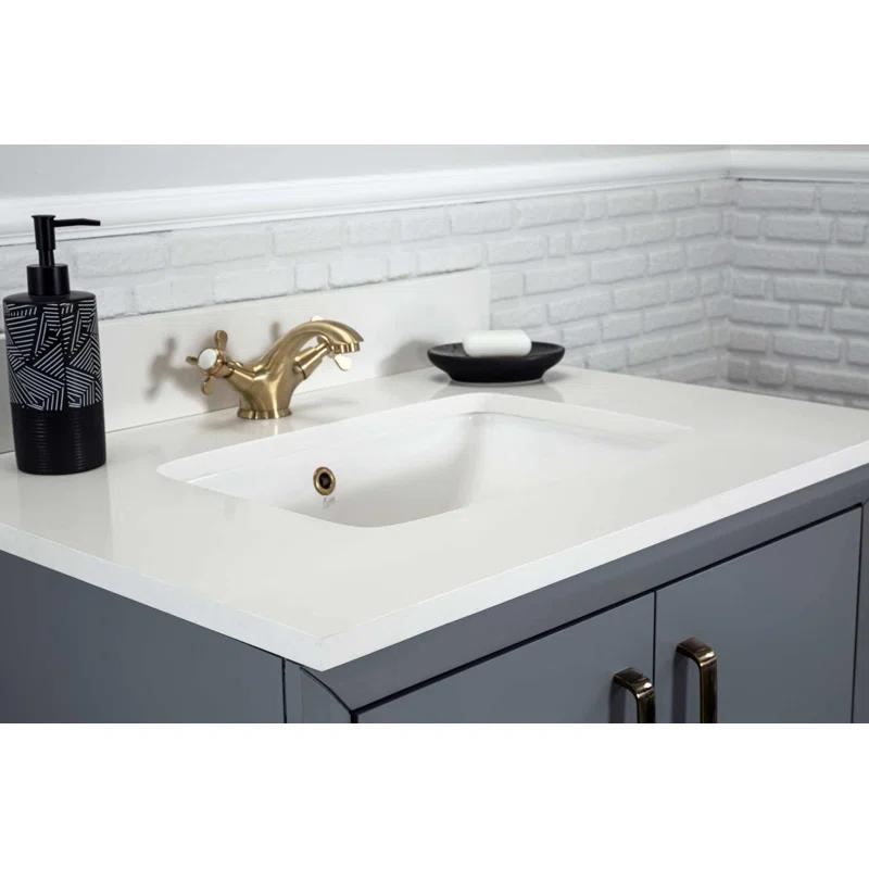 Adorn Vanity Fabia 30'' Free-standing Single Bathroom Vanity with Quartz Vanity Top & Mirror