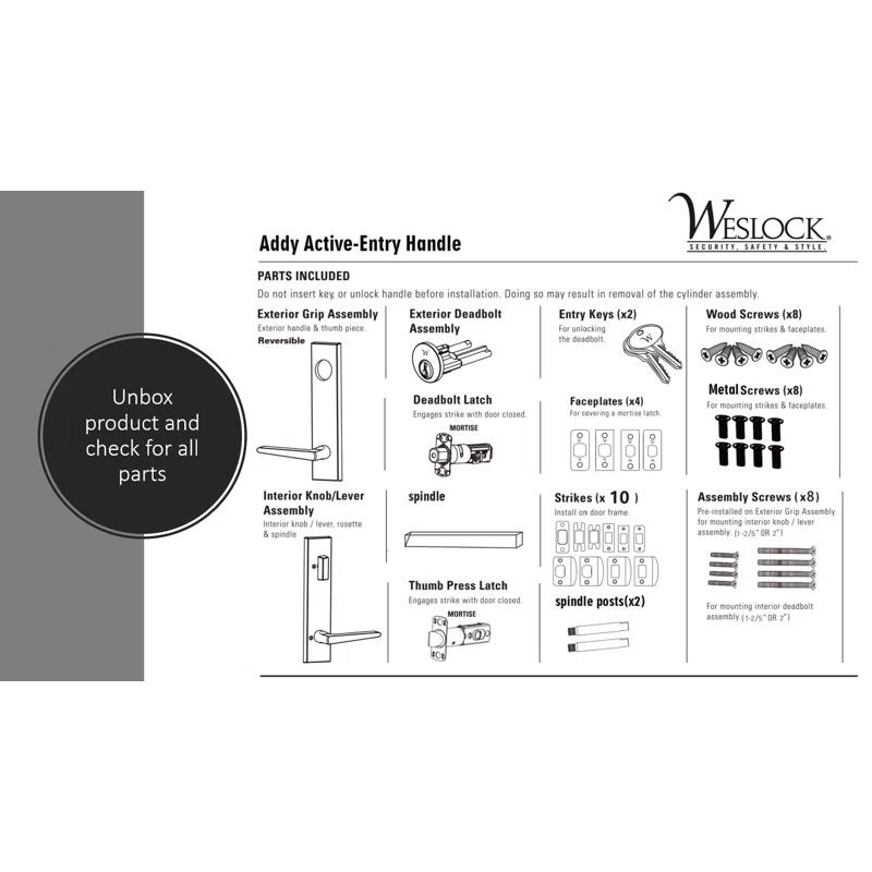Weslock 066213232SL2D Complete Transitional Entry Lever Set with Deadbolt