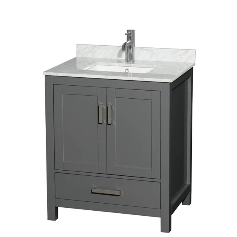 Wyndham Collection Sheffield 30" Freestanding Single Bathroom Vanity with Marble Top