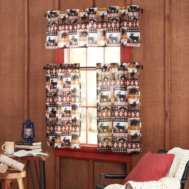 Amalgamated Textiles Polyester Semi Sheer Curtain Pair (Set of 3)