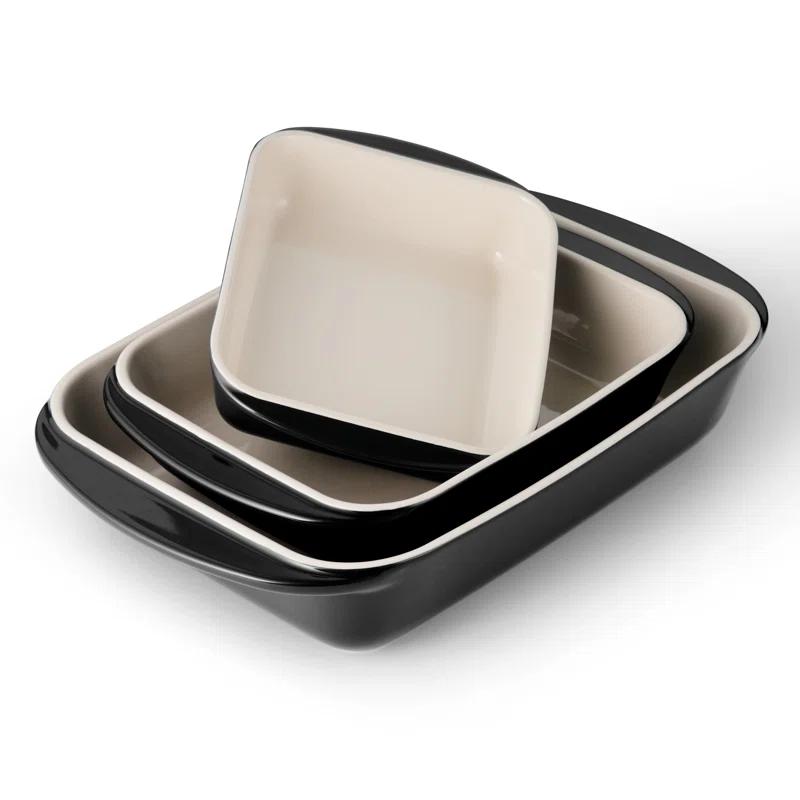 Tramontina Tramontina Mae 3-piece Ceramic Porcelain Baking Pans Set, Non Stick Casserole Dishes For Oven, Rectangular Bakeware For Lasagna, Cakes And Loafs