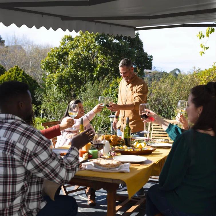 ALEKO Motorized Retractable Patio Awning- Black Frame