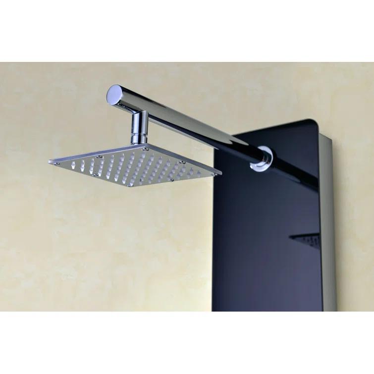 Greenspring 6-Jet Rainfall Shower Panel System With Spa Jets Rainfall Waterfall Shower Head And Shower Wand Marble Finish In Black GSP42D
