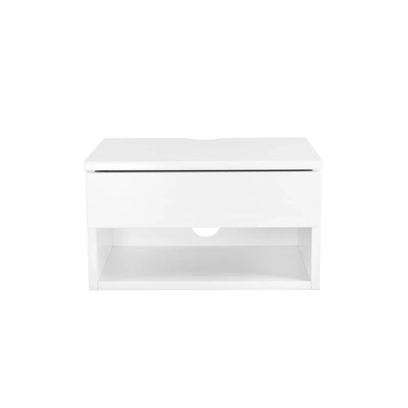 Nathan James Modern Floating Bedroom Nightstand with Storage Drawer and Open Shelf Cubby