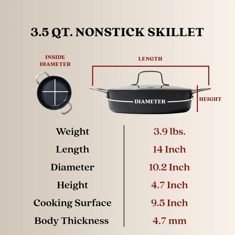 Alva Alva Maestro 3.5 Qt. Premium Nonstick Ceramic Frying Pan with Lid - Non Toxic and Oven Safe