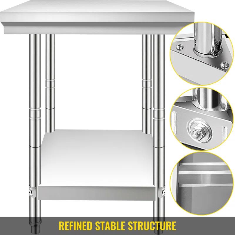 VEVOR VEVOR Stainless Steel 24'' W x 31.5'' H Adjustable Work Table