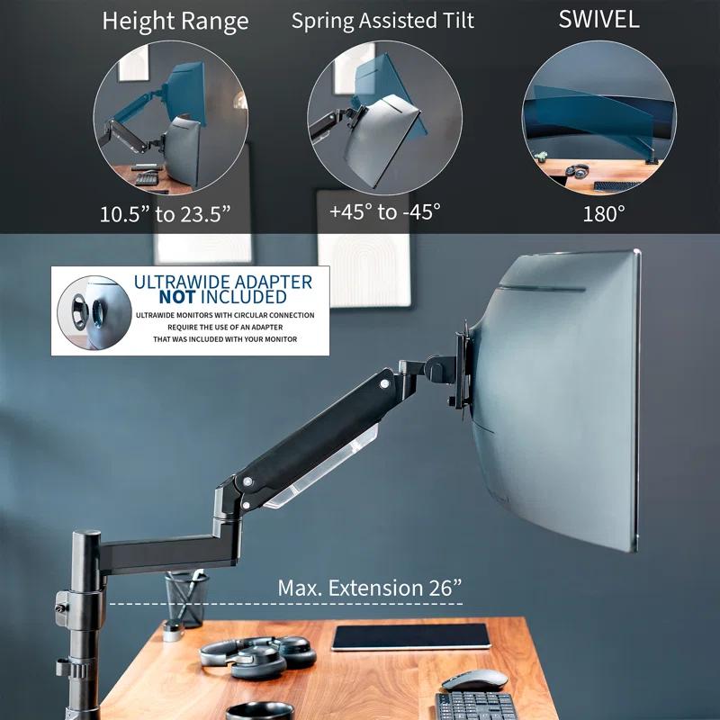 Vivo Pneumatic Arm Single Monitor Desk Mount