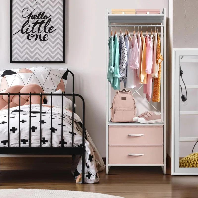 Sorbus Sorbus 2 Drawer Clothing Rack with Wood Top and Steel Frame