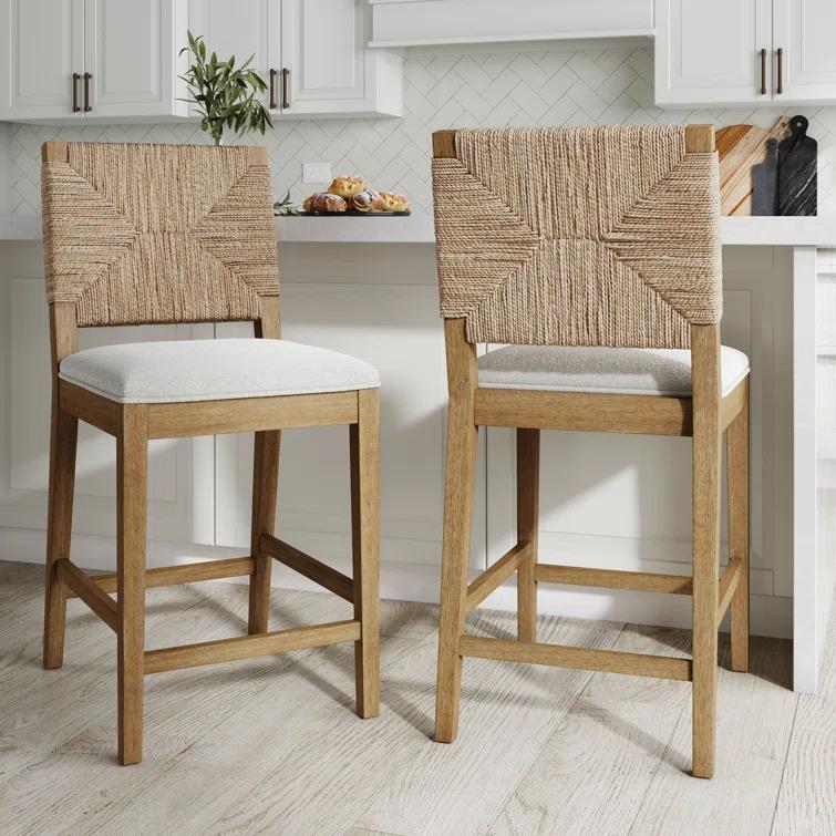 Nathan James Beacon Upholstered Counter Stool with Solid Wood Frame