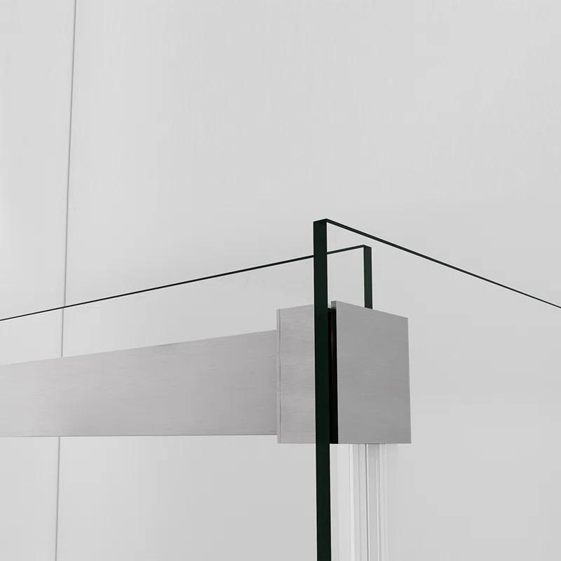 48" W x 35.8” D x 76" H Frameless Rectangle Sliding Shower Enclosure with Towel Bar