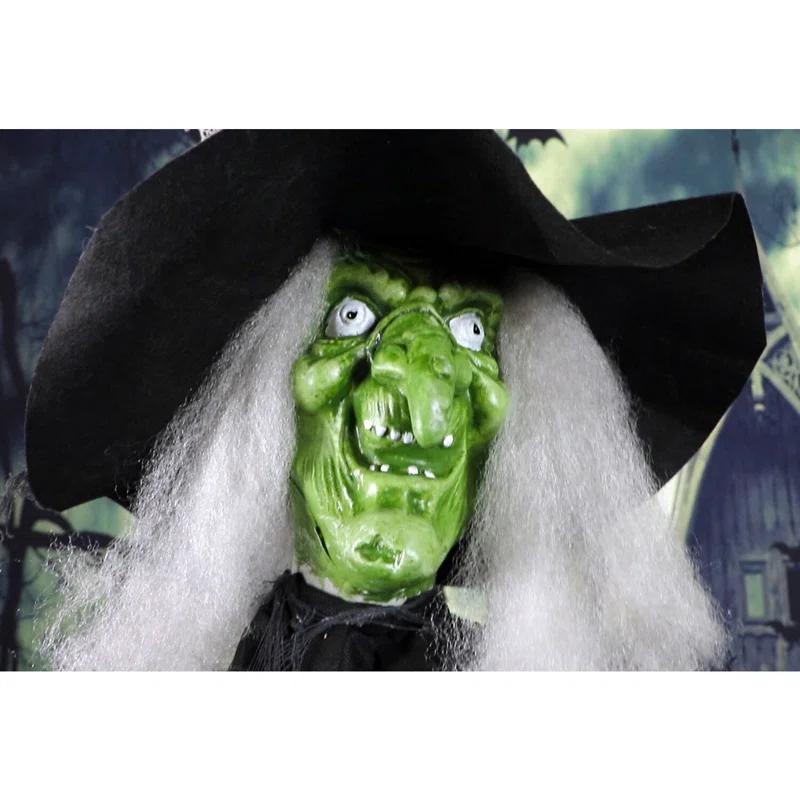 Haunted Hill Farm Lifesize Witch Prop with Lights and Sound, Indoor/Covered Outdoor Halloween Decoration