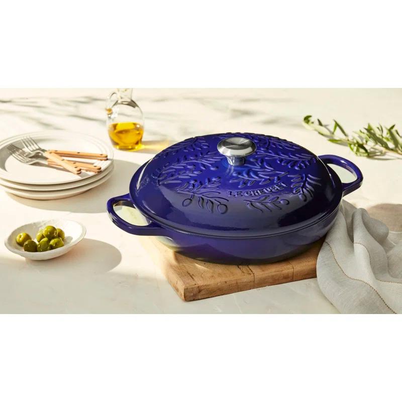 Le Creuset Signature Enameled Cast Iron Olive Branch Collection with Embossed Lid