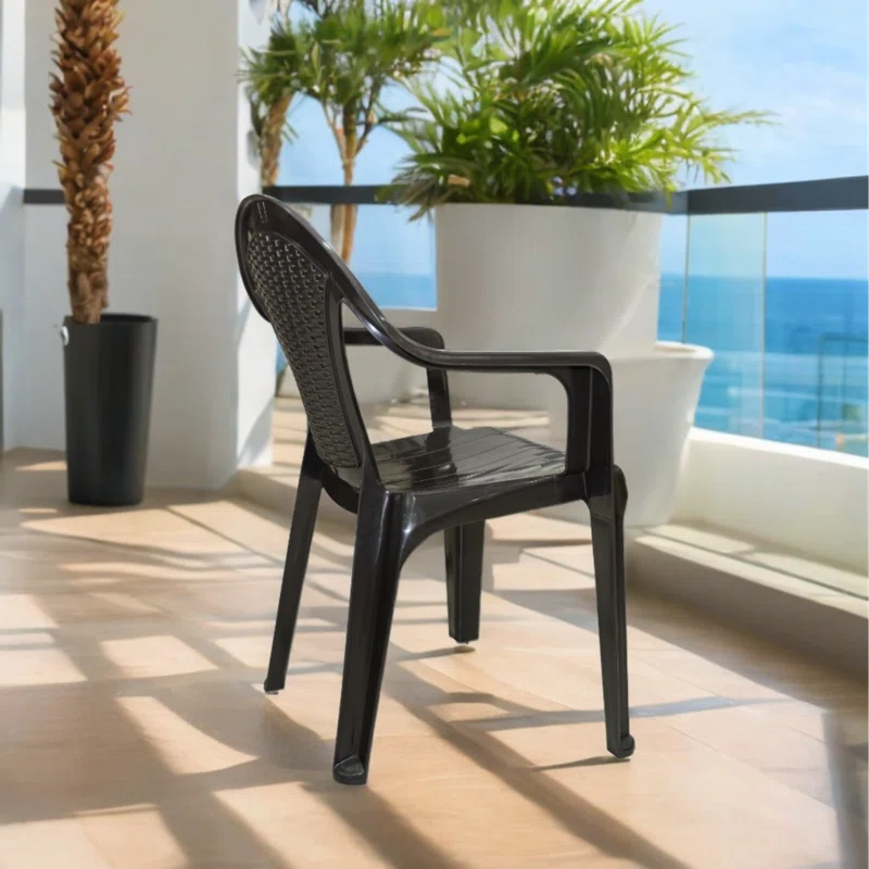 Orren Ellis Outdoor Stacking Dining Armchair (Set of 4)