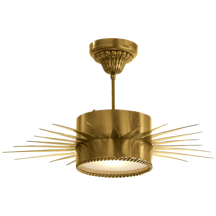 Soleil 14" Hand-Rubbed Antique Brass Drum Ceiling Light