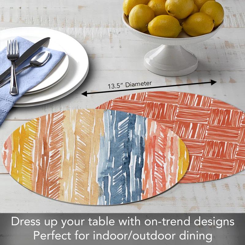 CounterArt Flair Pattern 4 Piece Reversible Round Easy Care Placemats