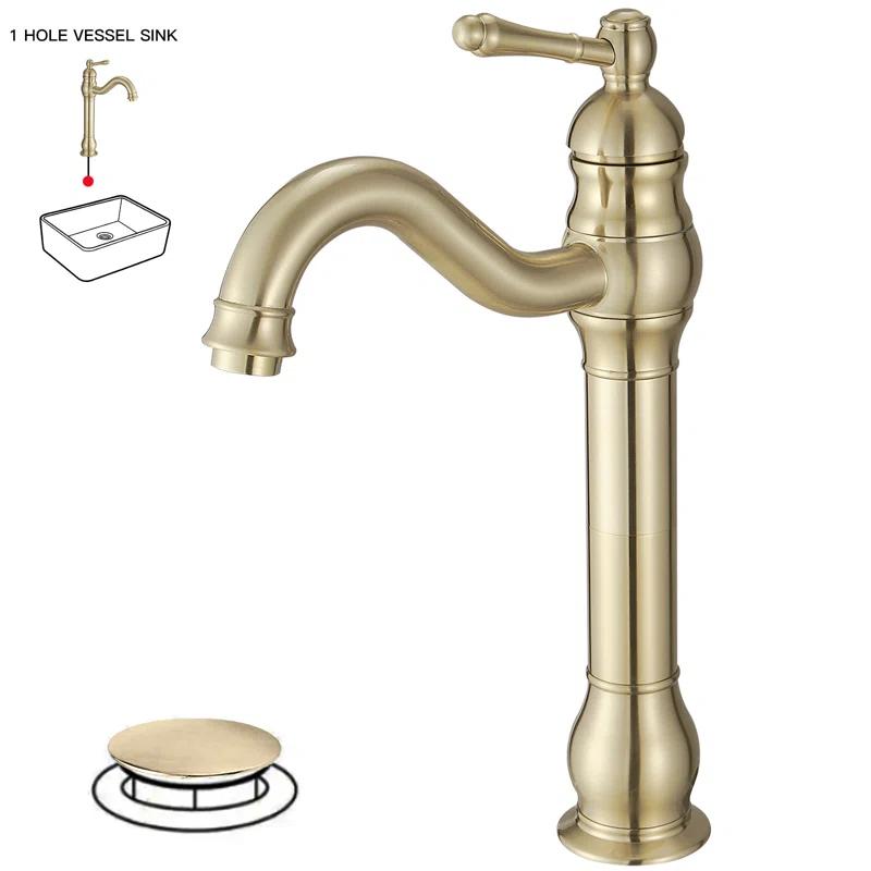 VIBRANTBATH 9310-BG Vessel Sink Faucet Single-handle Bathroom Faucet with Drain Assembly
