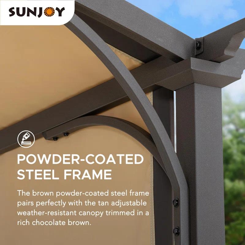 Sunjoy Sunjoy Lindt 9.5 x 11 ft. Outdoor Steel Arched Pergola with Adjustable Canopy for Patio, Backyard, and Garden