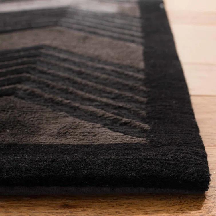 Onyx Art Deco Hand-Knotted Wool-Viscose Stripe Accent Rug