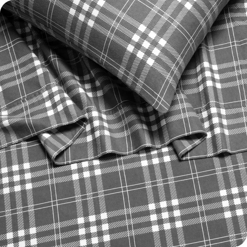 Bare Home Flannel Machine Woven Plaid Sheet Set