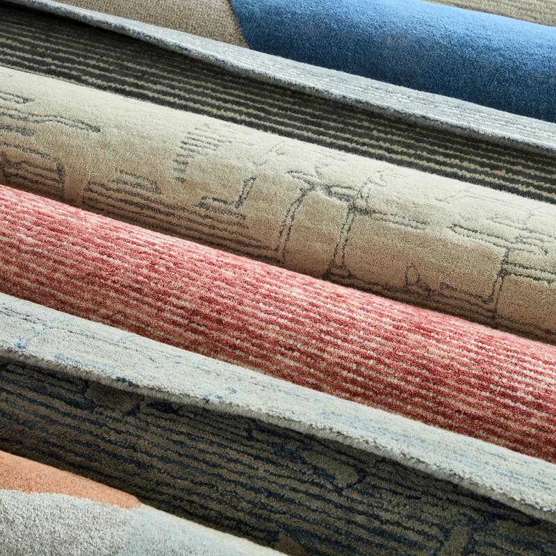 Town & Country Luxe Remin Abstract Line Art Handcrafted Area Rug Beige/Blue