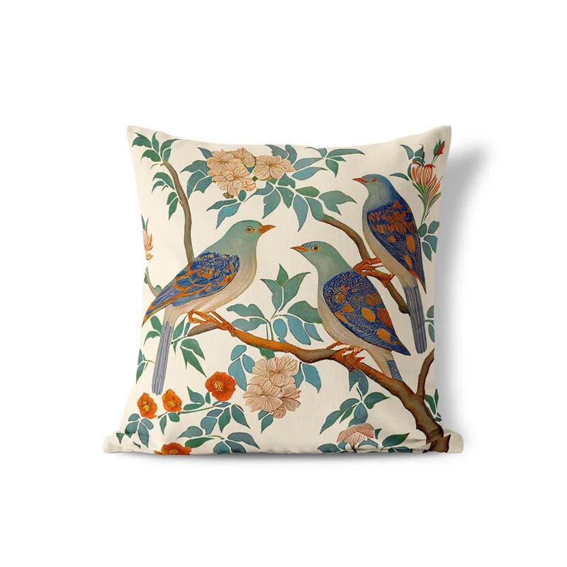 AmritaSen Enchanted Feathers Floral Indoor/Outdoor Reversible Throw Pillow