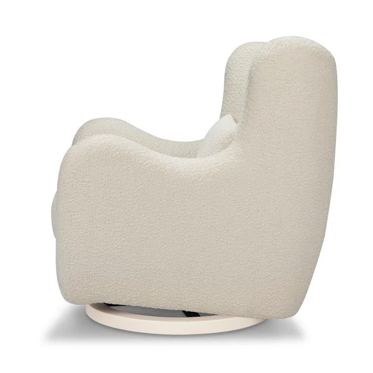 Babyletto x Nursery Works Solstice Ivory Boucle Nursery Glider Chair with Ivory Wood Base