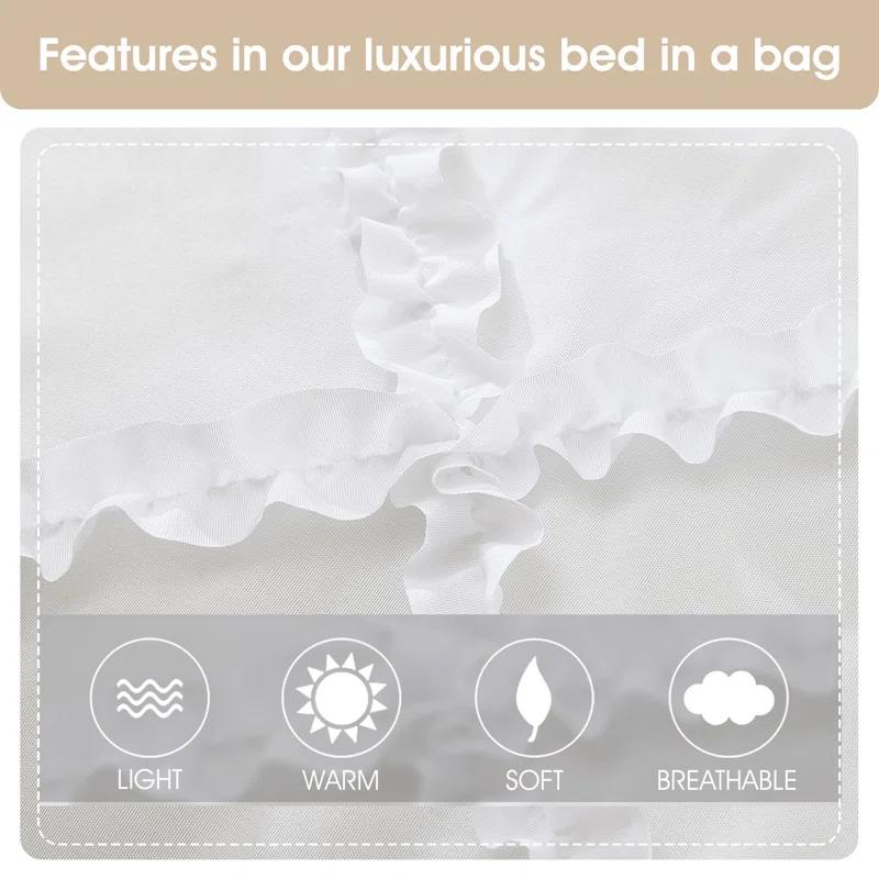 Alissar White Microfiber 7 Piece Comforter Set