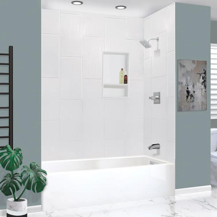 Transolid Transolid Unity AFR 60-in x 32-in x 17-in Alcove Acrylic Bathtub Kit, White UATLN603217-R-PC