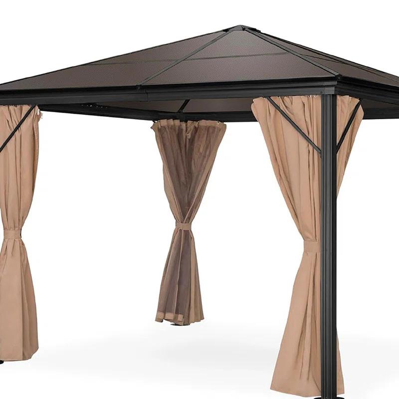 DEBLIT 10x10ft Outdoor Hardtop Square Gazebo for Backyard, Patio, Garden with Side Curtains, Mosquito Netting
