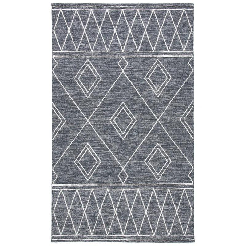 Steelside™ Holtby Southwestern Hand-Woven Flatweave Charcoal/Ivory Area Rug | Wayfair