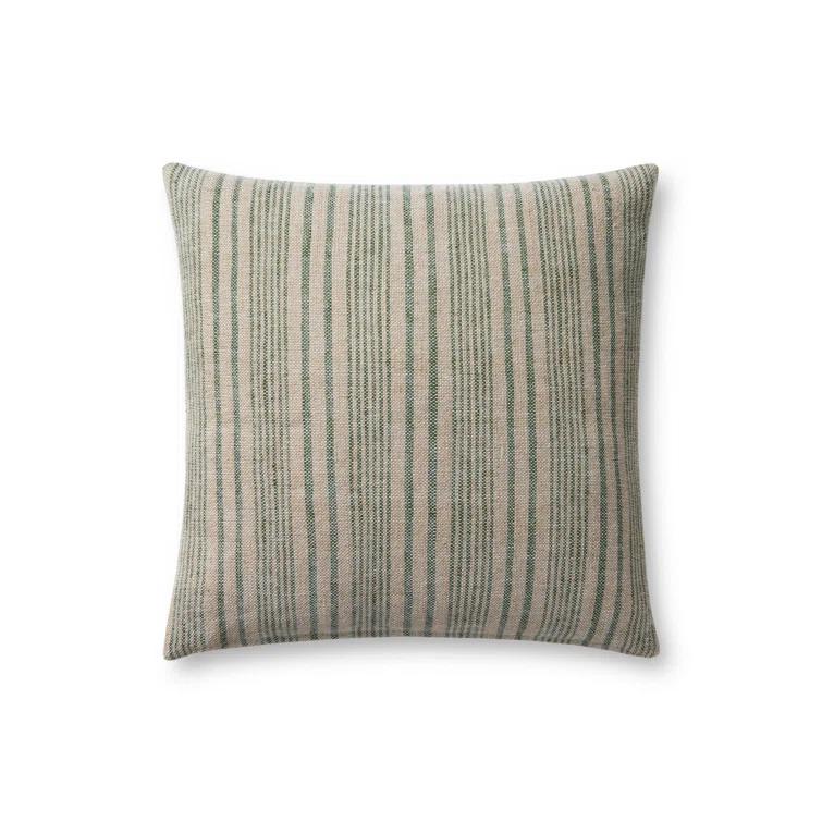 Elaine Pillow by Magnolia Home by Joanna Gaines X Loloi - Sage and Beige / 18" x 18" / Down