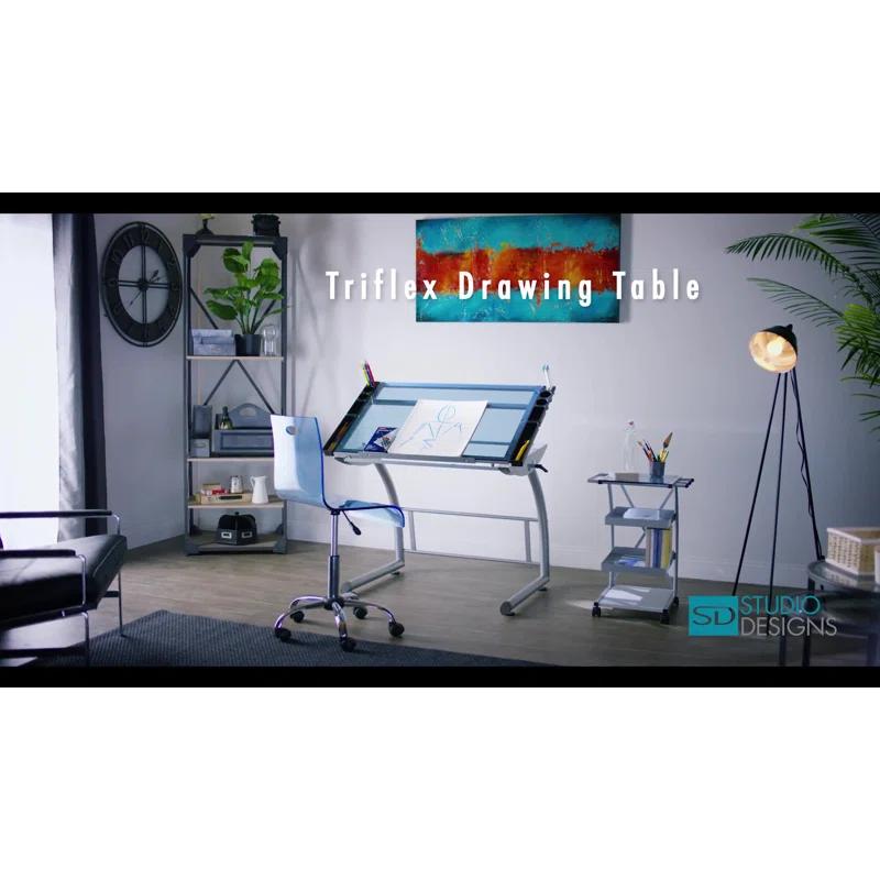 Inbox Zero Cournoyer Glass Top Metal Base Drafting Table