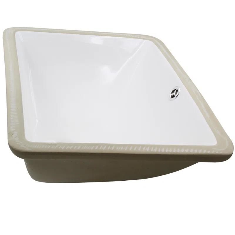 Novatto NP-U193902 Novatto 18.25'' White Porcelain Rectangular Bathroom Sink with Overflow