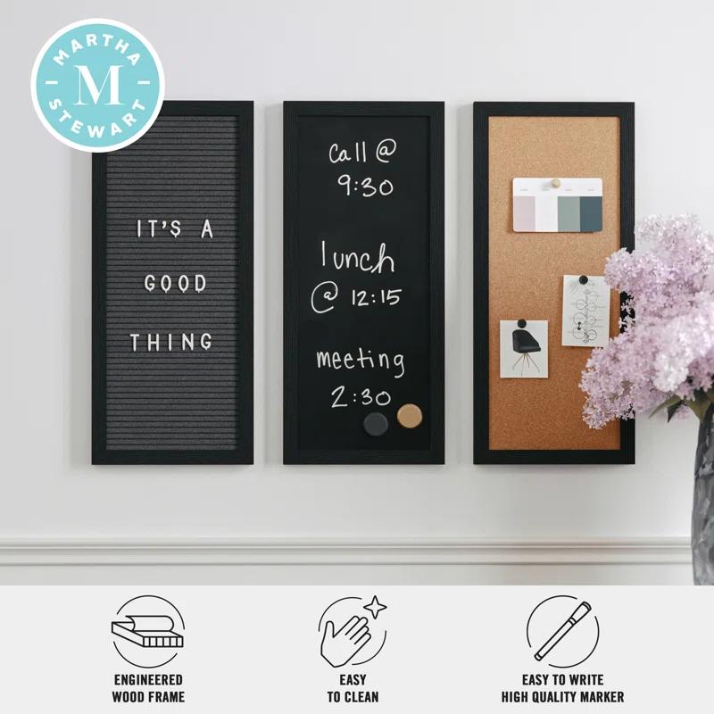 Martha Stewart Thomas Martha Stewart Cork Board, Chalk Board, Letter Board Set with Included Push Pins, Magnets, Liquid Chalk