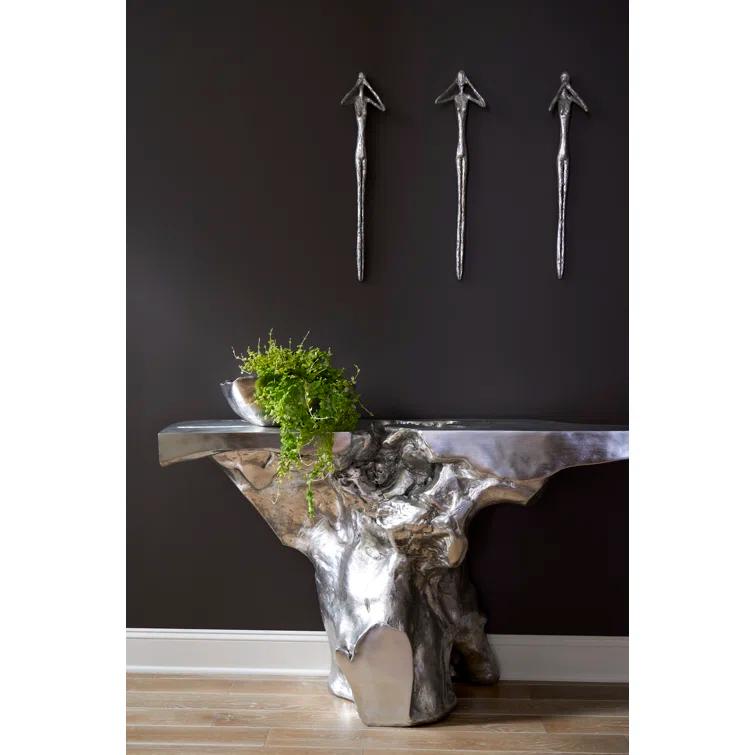Silver Leaf Rectangular Contemporary Console Table