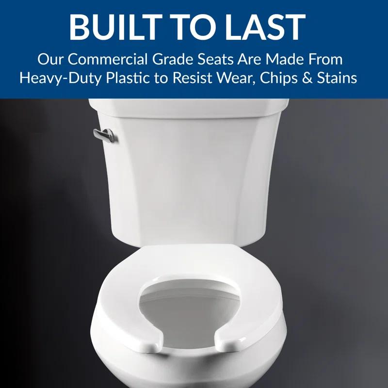 Bemis 7B1950 000 BEMIS 1950 Commercial Heavy Duty Open Front Toilet Seat with Cover, ELONGATED, Plastic, White