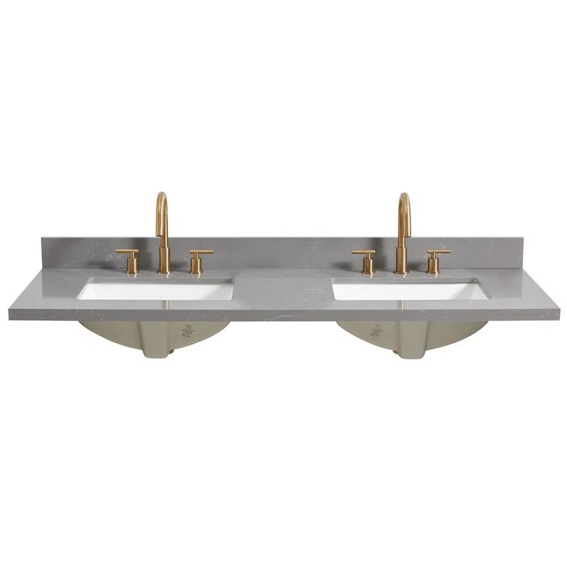 Vinnova Jaen 61'' Stone Double Bathroom Vanity Top with Sink