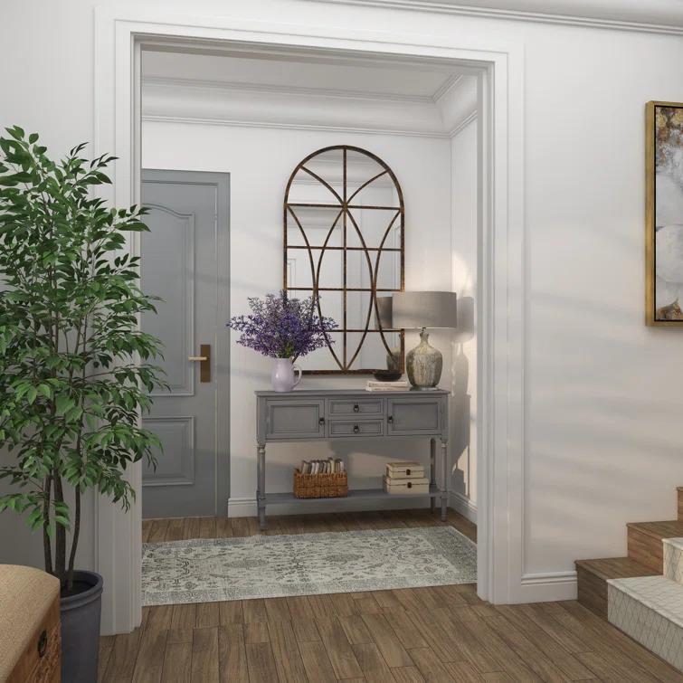 One Allium Way® Metal Window Pane Inspired Room Wall Mirror with Arched Top