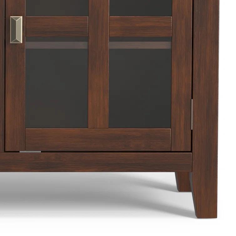 Simpli Home Artisan 54"W Solid Wood Sideboard Buffet with Tempered Glass Doors and 6 Drawers