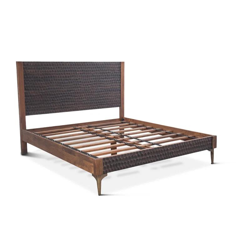 Santa Cruz Queen Dark Brown Mango Wood Platform Bed with Slats