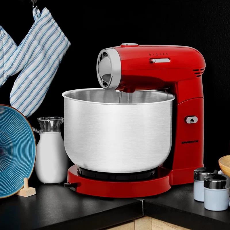 Ovente SM680R Ovente Electric Stand Mixer with 3.5Qt Removable Stainless Steel Bowl