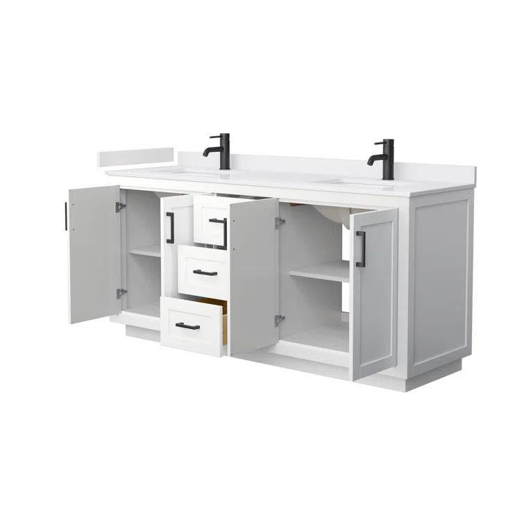 Wyndham Collection Miranda 72" Freestanding Double Bathroom Vanity with Cultured Marble Top