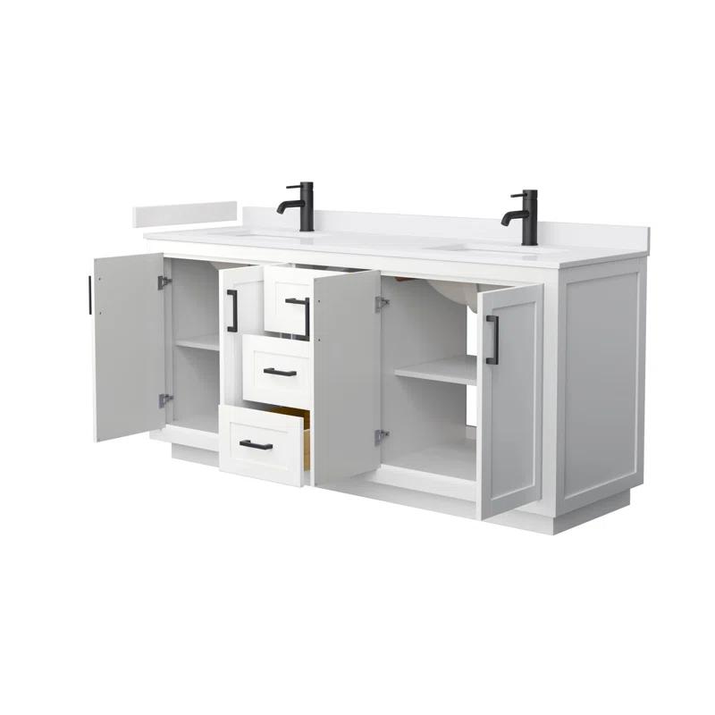 Wyndham Collection Miranda 72" Freestanding Double Bathroom Vanity with Cultured Marble Top