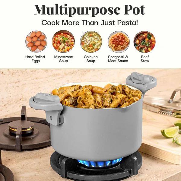 Gotham Steel Gotham Steel Stock Multipurpose Pasta Pot with Strainer Lid & Twist and Lock Handles
