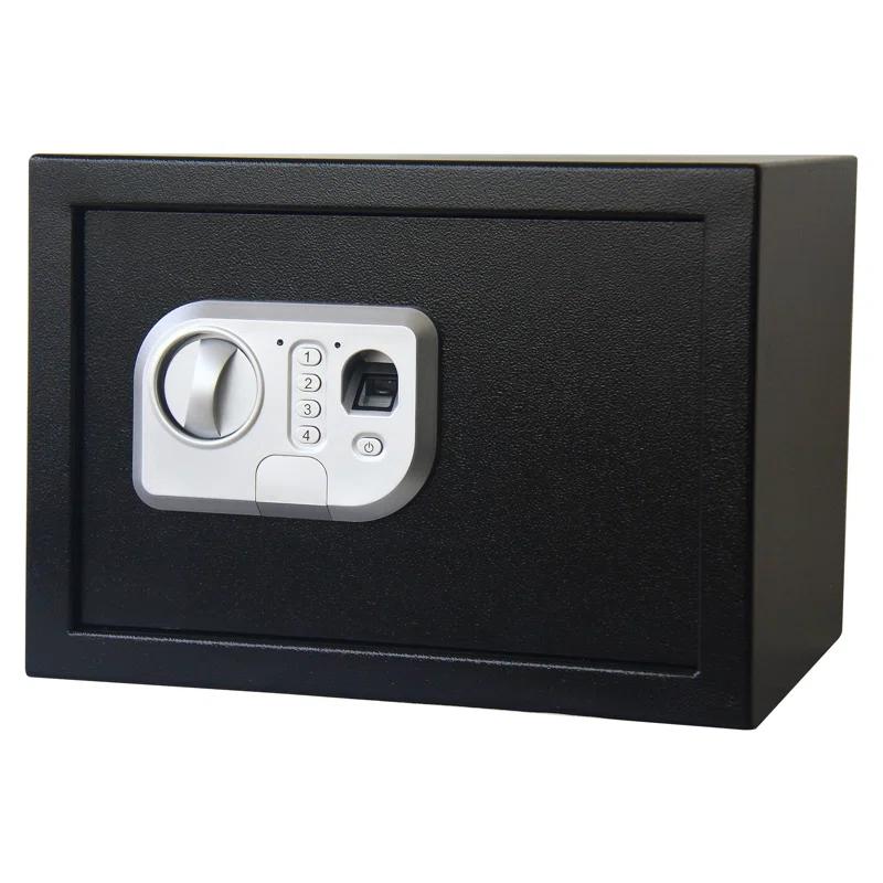 Stalwart Stalwart Electronic Safe - Digital Biometric Fingerprint Lock Box with 2 Override Keys (Black)