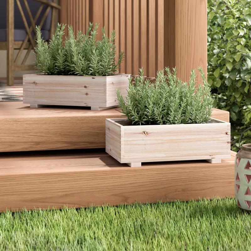 Loon Peak® Rech Wood Pot Planter (Set of 2)